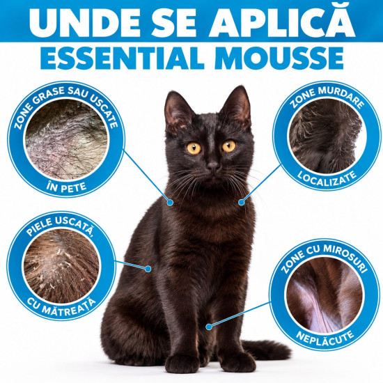 Dermoscent Essential Mousse for Cats – Spumă Dermatologică fără Clătire pentru Pisici – 150 ml
